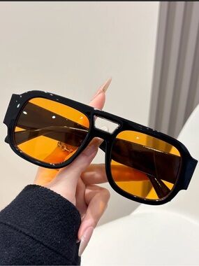 Black Frame Sunglasses with Amber Lenses
